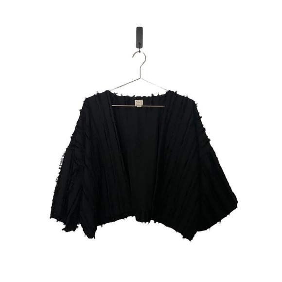a new day Jackets & Blazers - A New Day Triped Fringe Overcoat Black OS